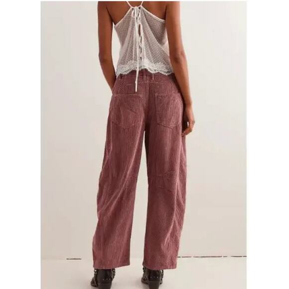 Free People We The Free Good Luck Mid-Rise Cord Barrel Jeans 25 NEW - Picture 2 of 5